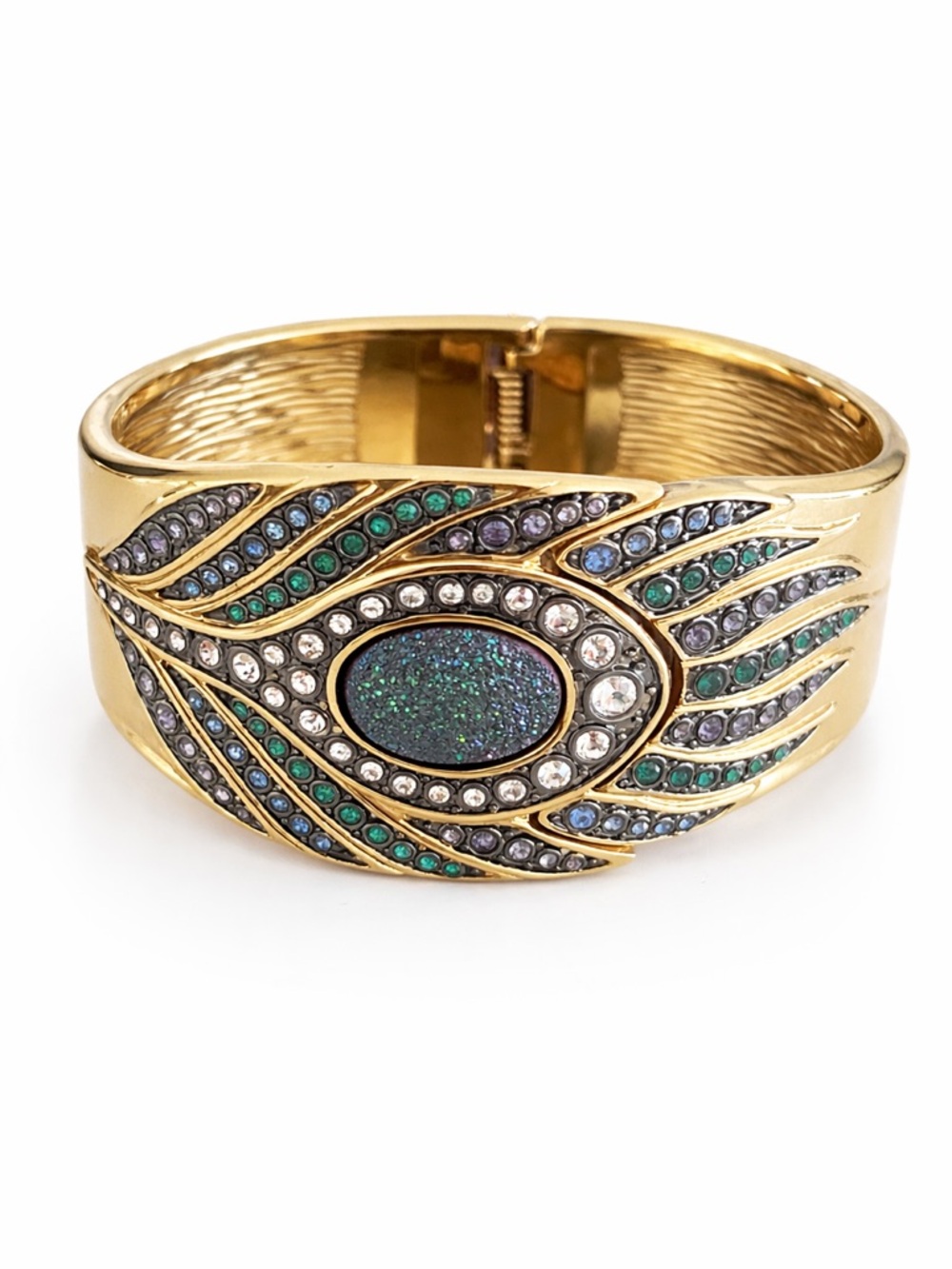 Victoria Wieck Peacock Crystal Druzy Cuff Bracelet Watch
(*** Needs battery)